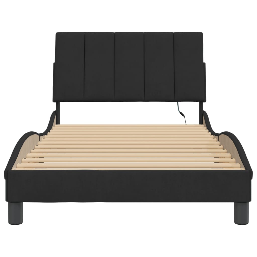 Cadre de lit avec LED sans matelas noir 100x200 cm velours - XIOS