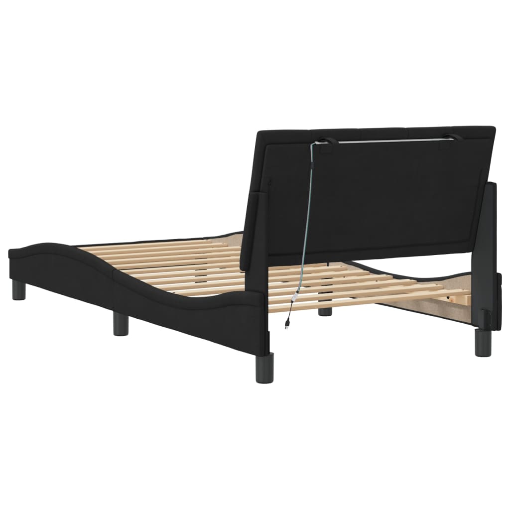 Cadre de lit avec LED sans matelas noir 100x200 cm velours - XIOS