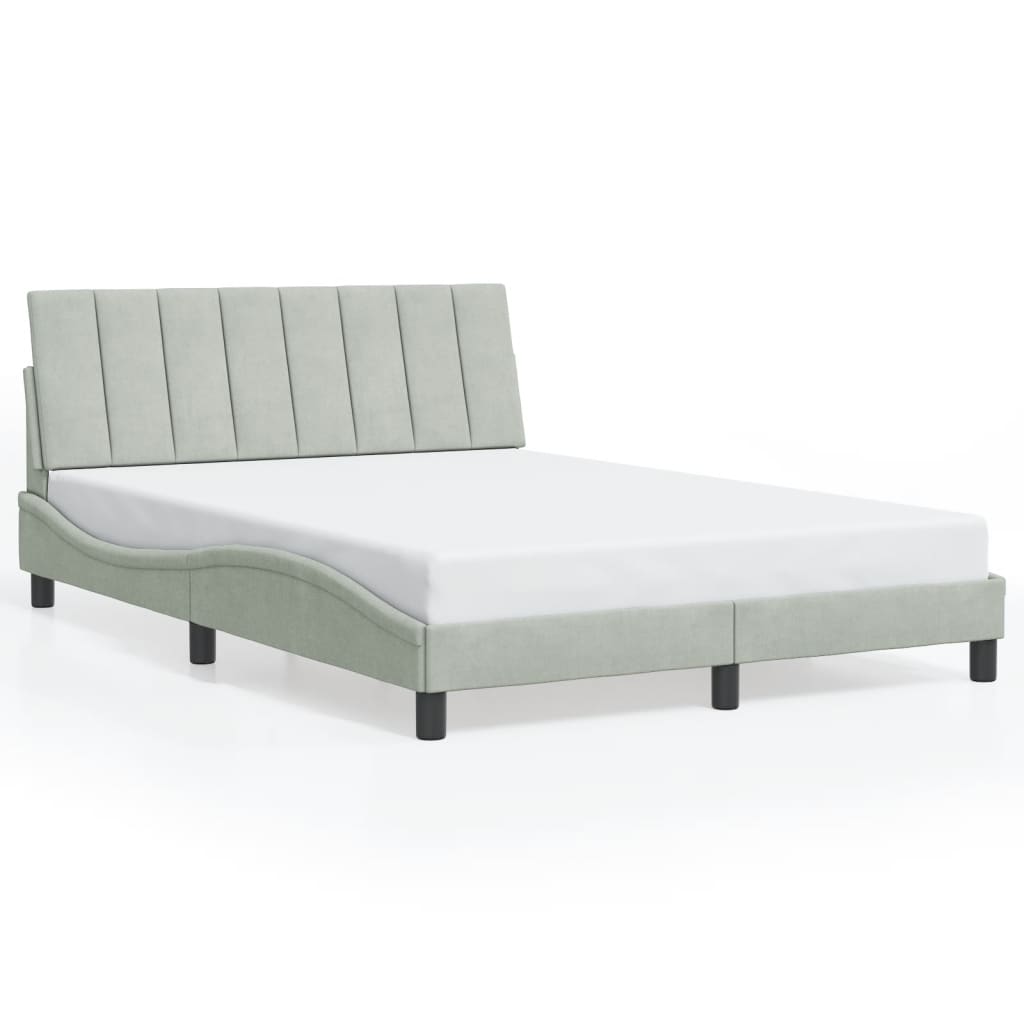 Cadre de lit avec LED sans matelas gris clair 120x200cm velours - XIOS