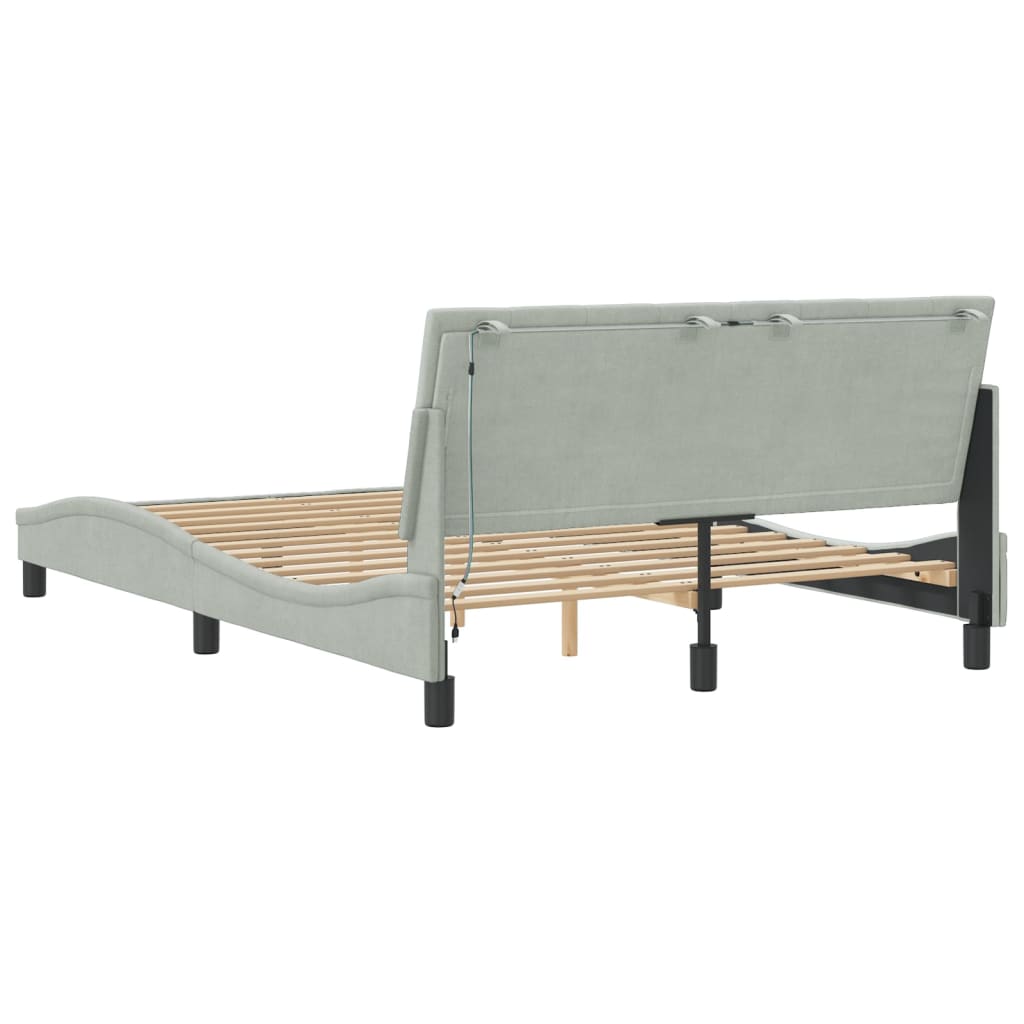 Cadre de lit avec LED sans matelas gris clair 120x200cm velours - XIOS