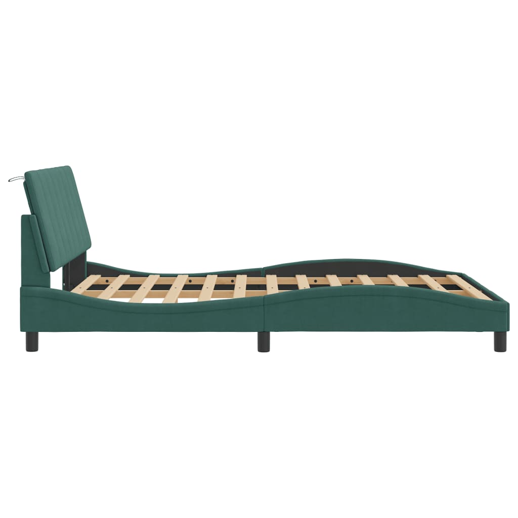 Cadre de lit avec LED sans matelas vert foncé 120x200cm velours - XIOS