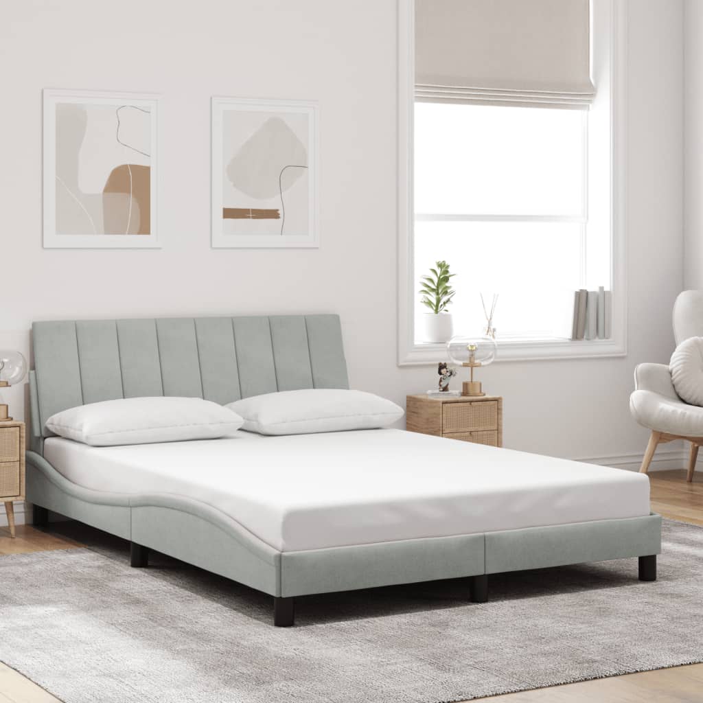 Cadre de lit avec LED sans matelas gris clair 140x200cm velours - XIOS
