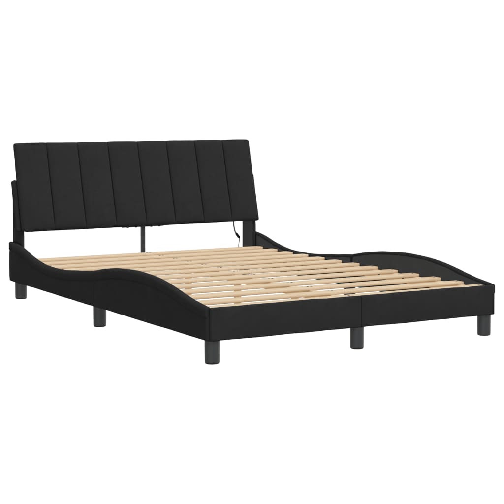 Cadre de lit avec LED sans matelas noir 140x200 cm velours - XIOS