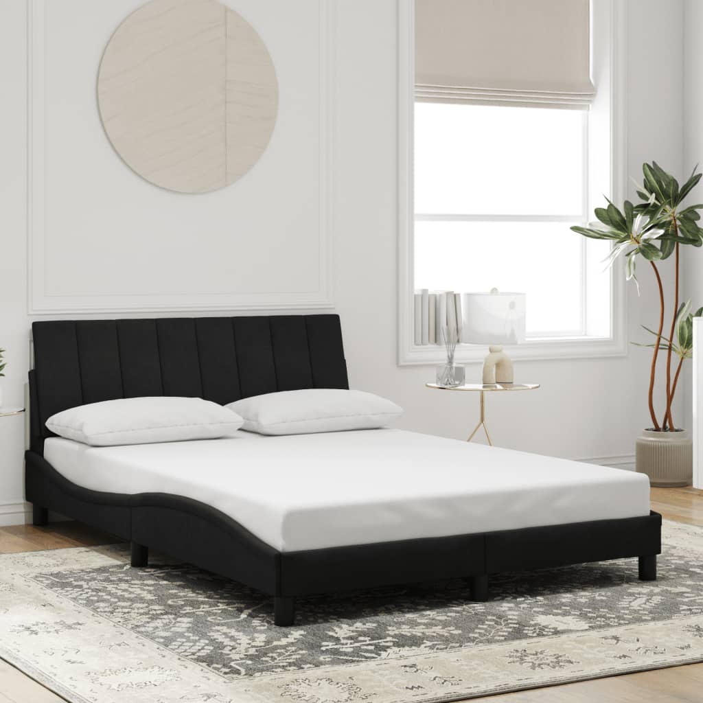 Cadre de lit avec LED sans matelas noir 140x200 cm velours - XIOS