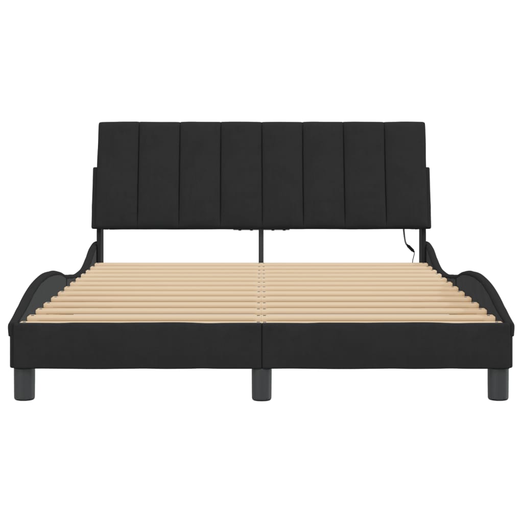 Cadre de lit avec LED sans matelas noir 140x200 cm velours - XIOS