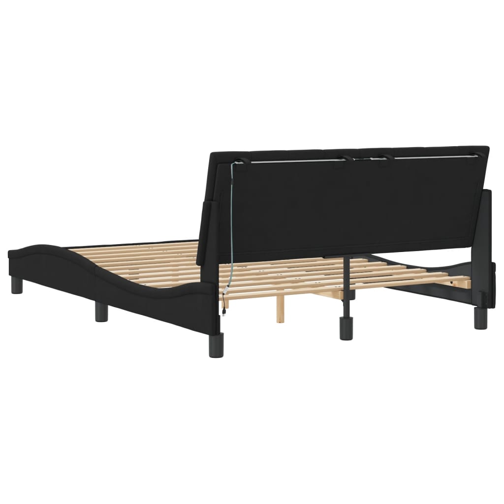 Cadre de lit avec LED sans matelas noir 140x200 cm velours - XIOS