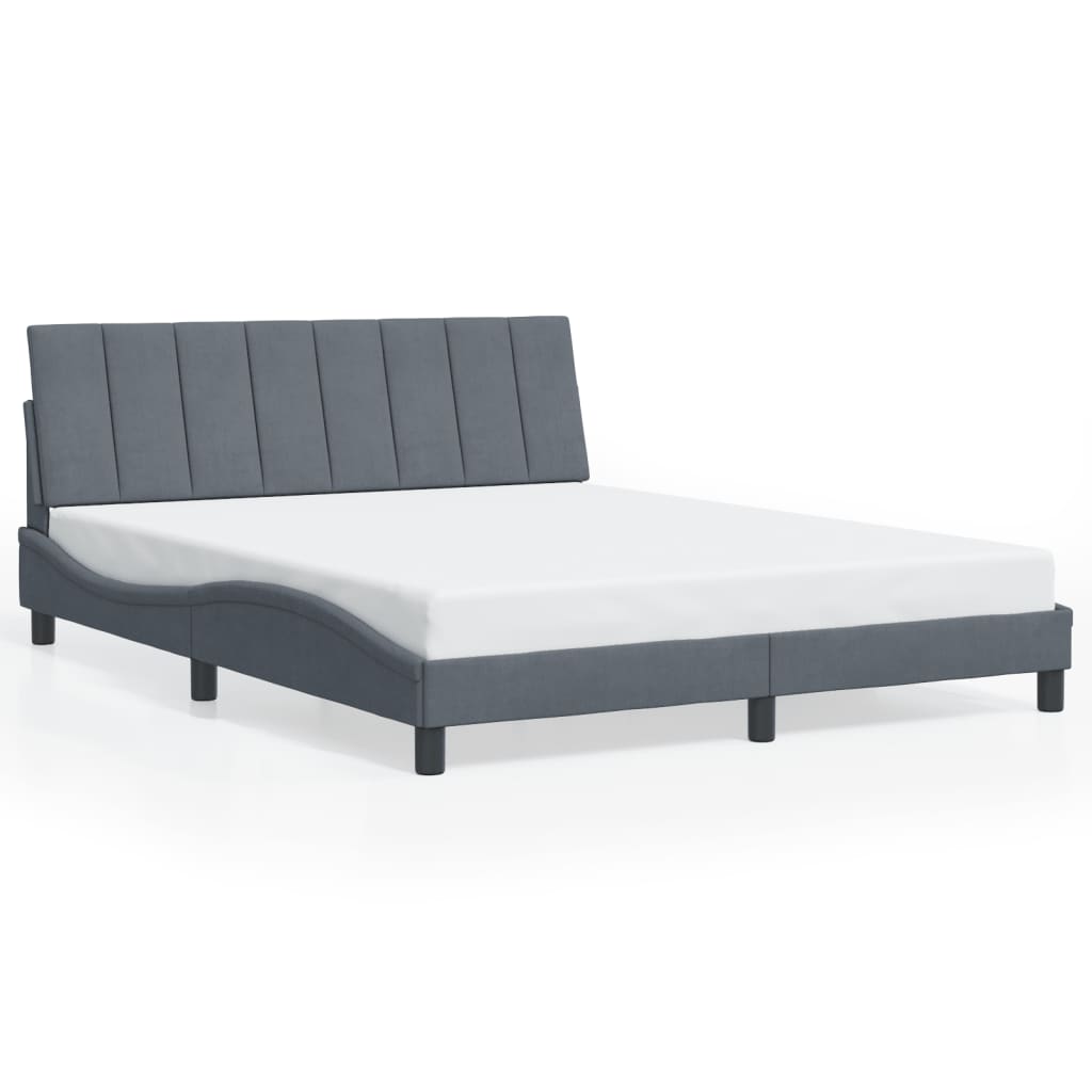 Cadre de lit avec LED sans matelas gris foncé 160x200cm velours - XIOS