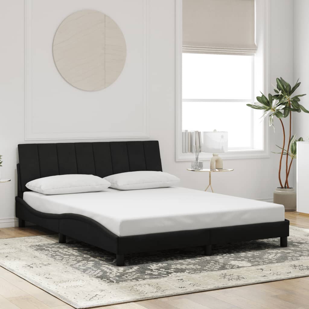 Cadre de lit avec LED sans matelas noir 160x200 cm velours - XIOS