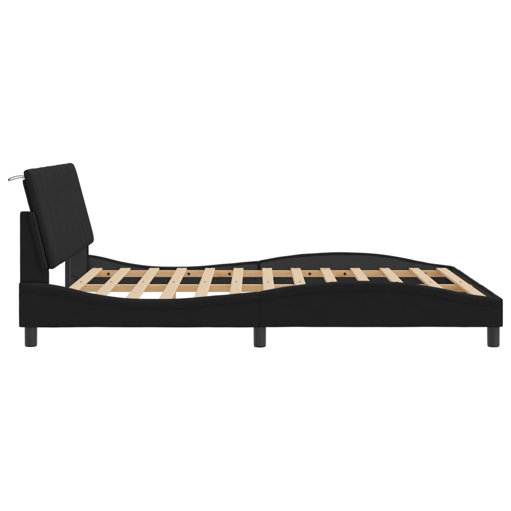 Cadre de lit avec LED sans matelas noir 160x200 cm velours - XIOS