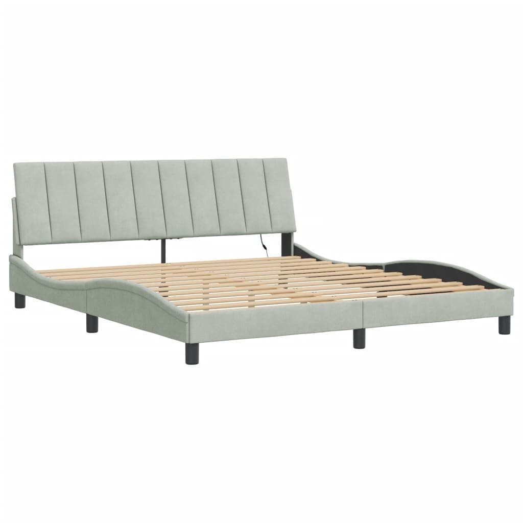 Cadre de lit avec LED sans matelas gris clair 180x200cm velours - XIOS