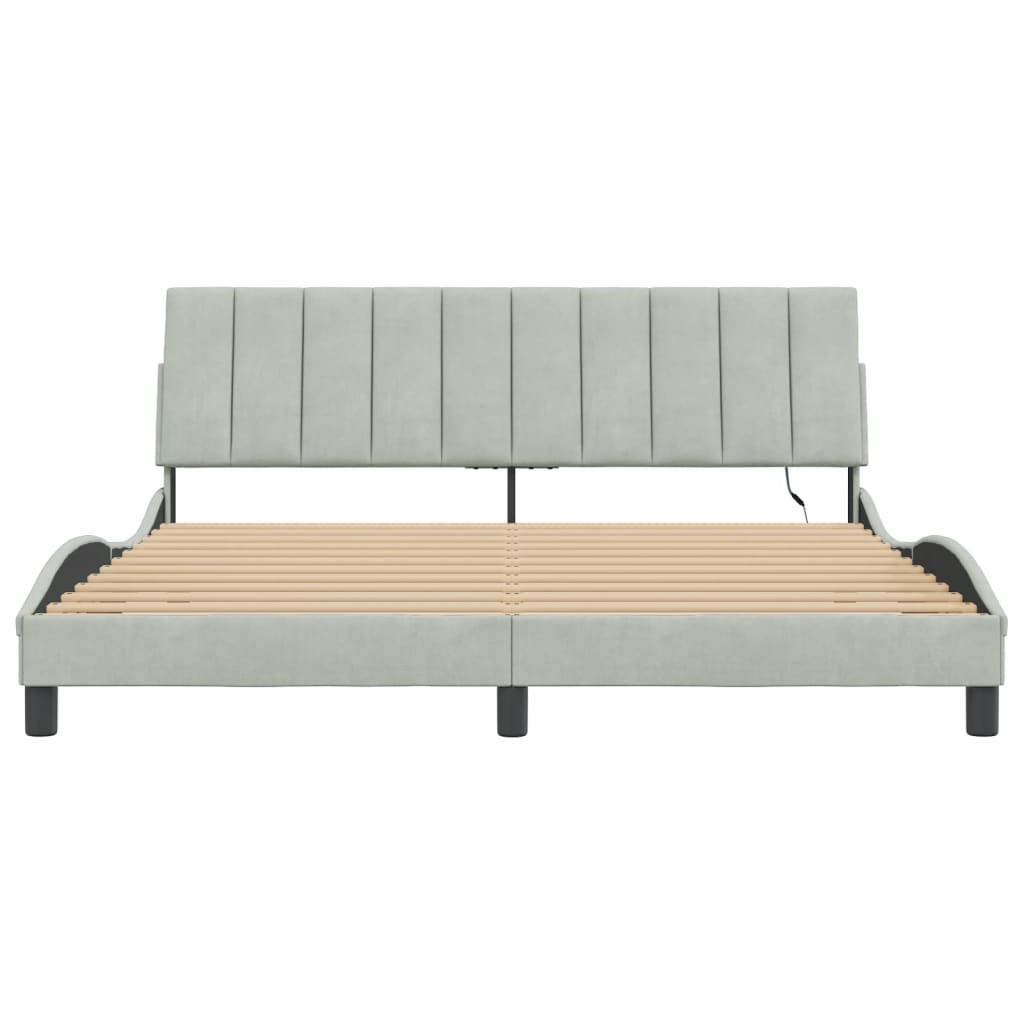Cadre de lit avec LED sans matelas gris clair 180x200cm velours - XIOS