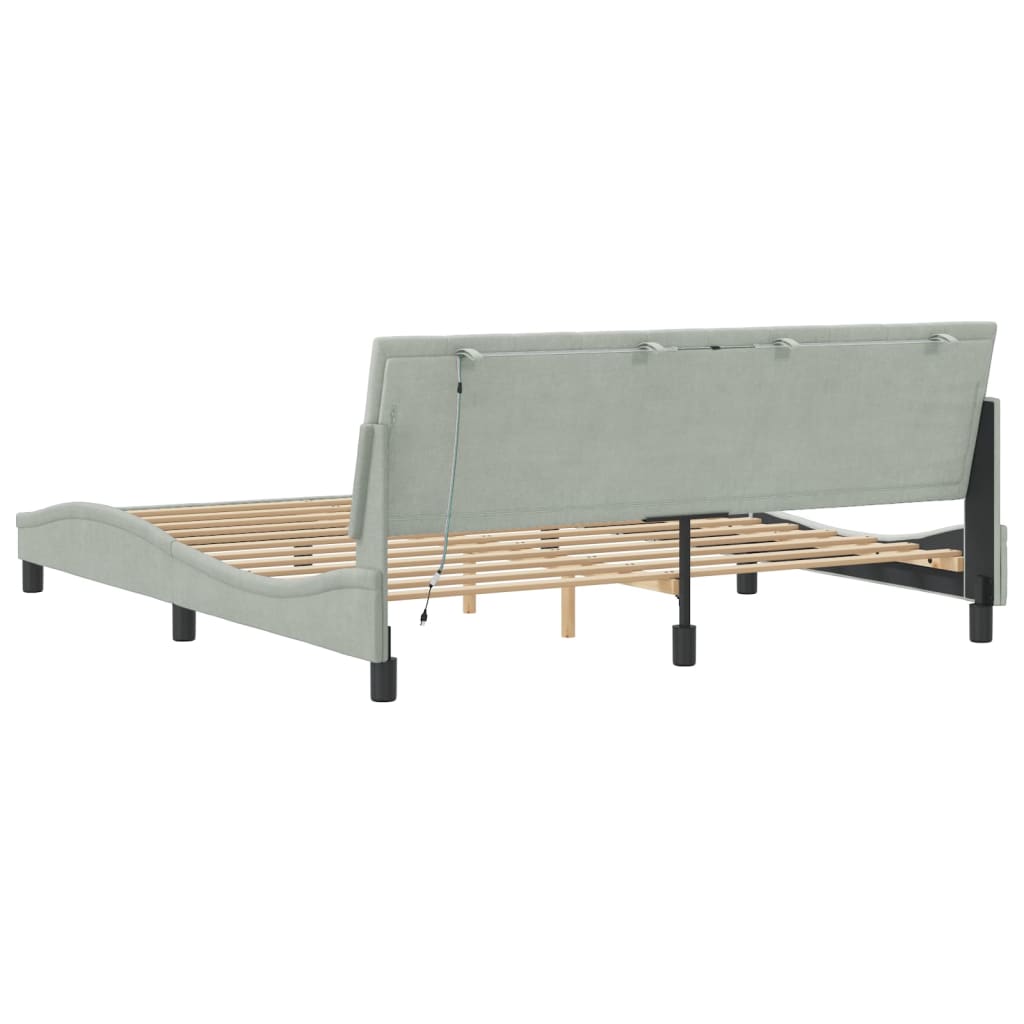Cadre de lit avec LED sans matelas gris clair 180x200cm velours - XIOS