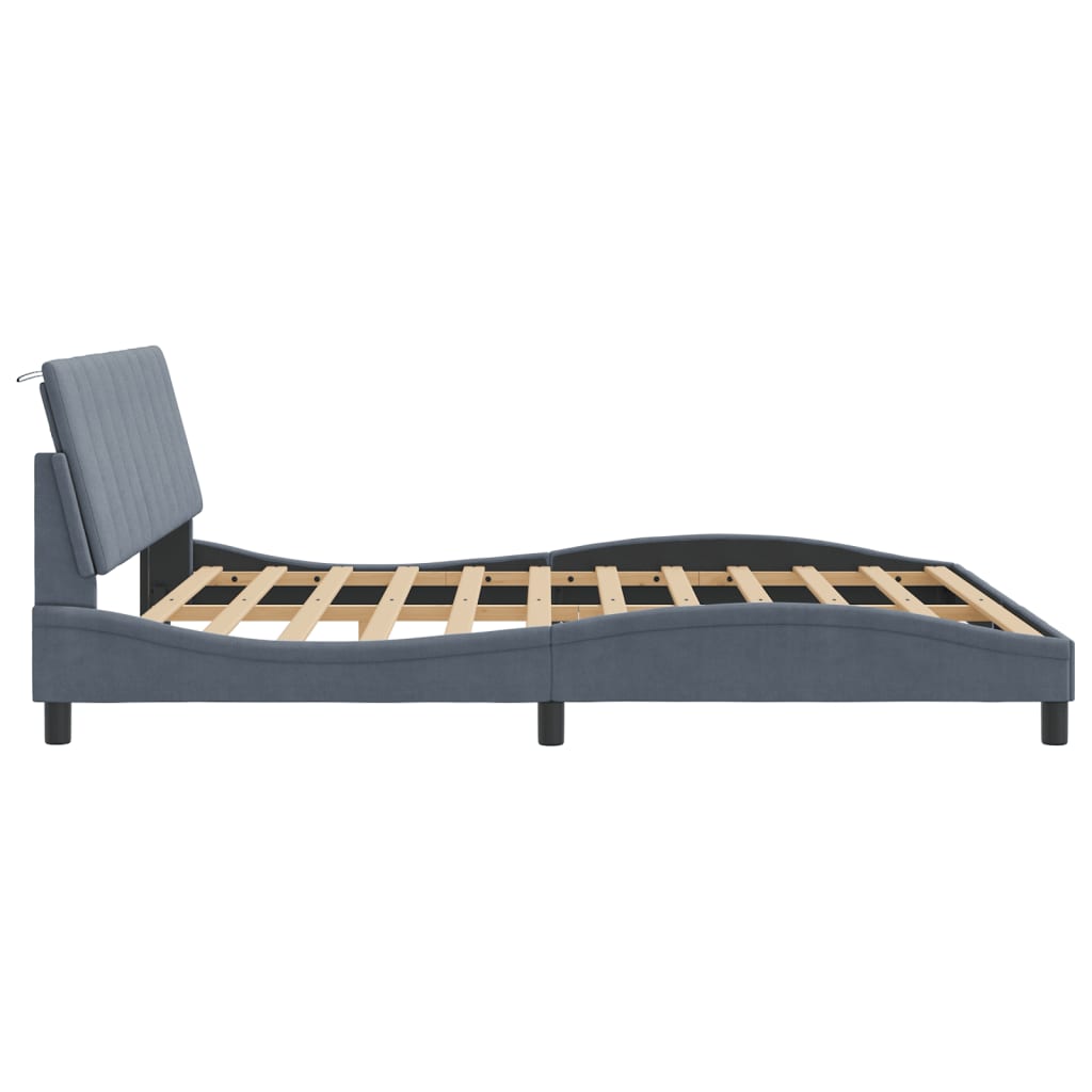 Cadre de lit avec LED sans matelas gris foncé 180x200cm velours - XIOS