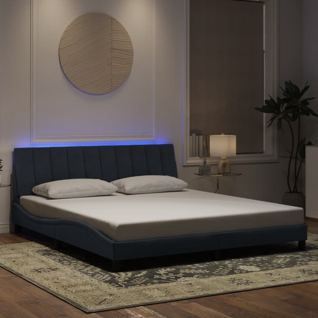 Cadre de lit avec LED sans matelas gris foncé 180x200cm velours - XIOS