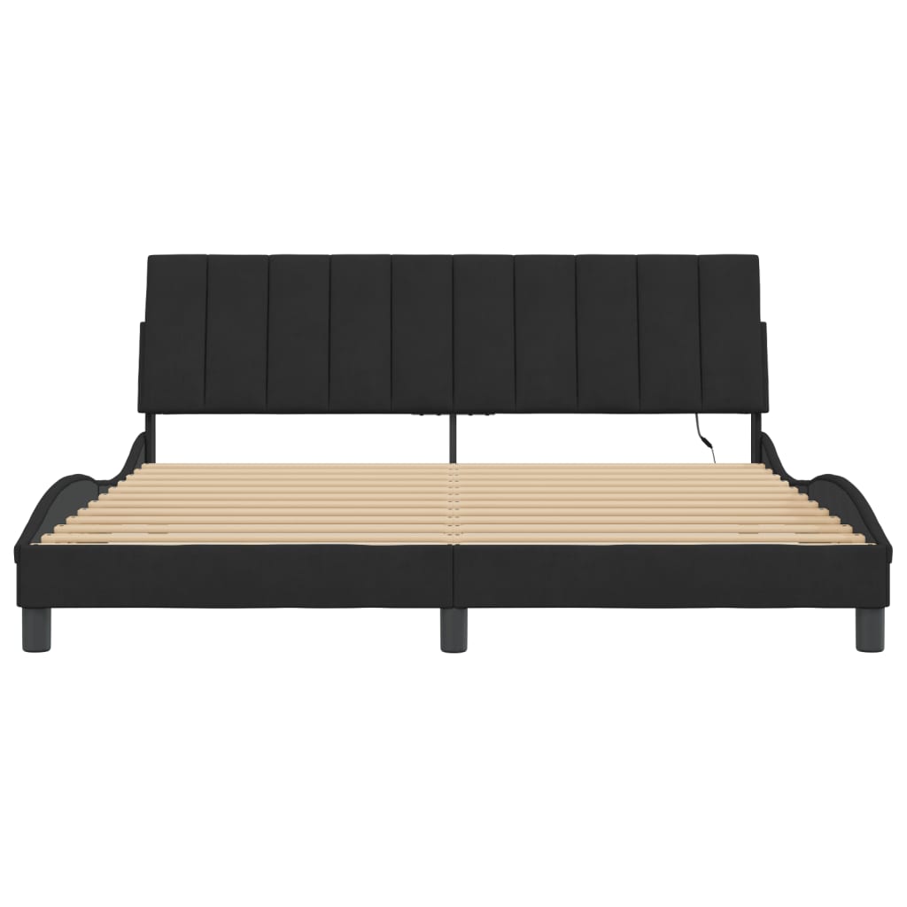 Cadre de lit avec LED sans matelas noir 180x200 cm velours - XIOS