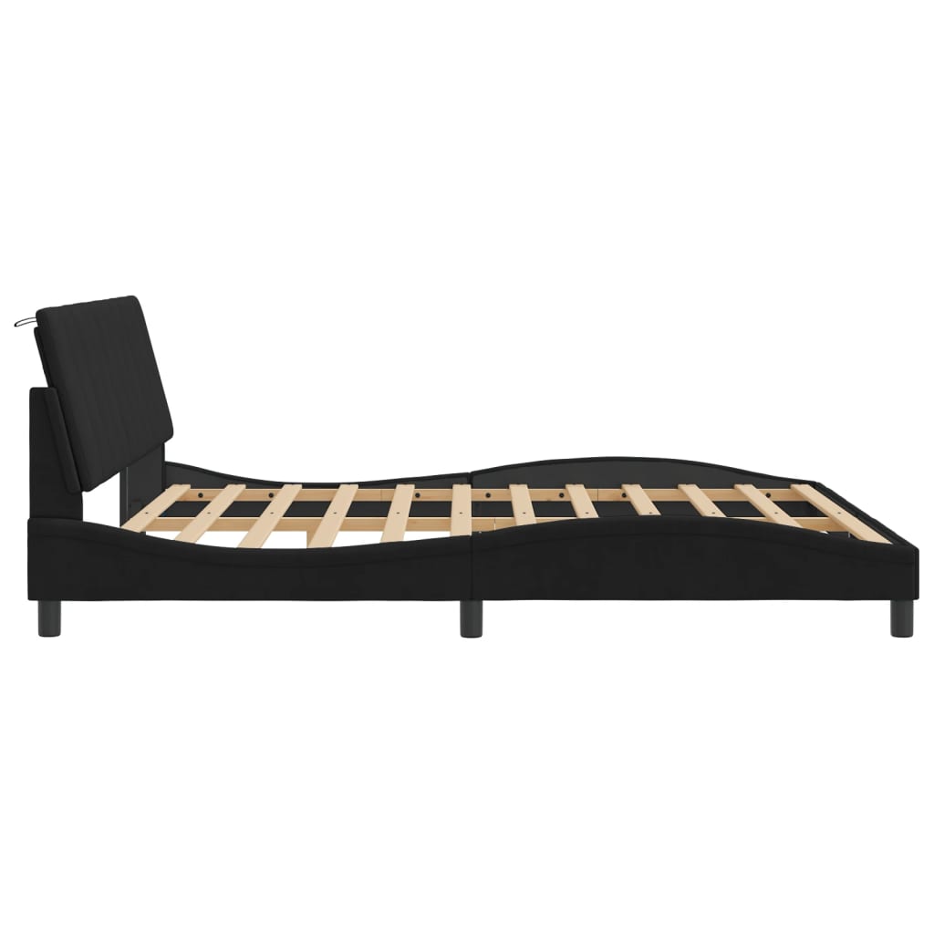 Cadre de lit avec LED sans matelas noir 180x200 cm velours - XIOS