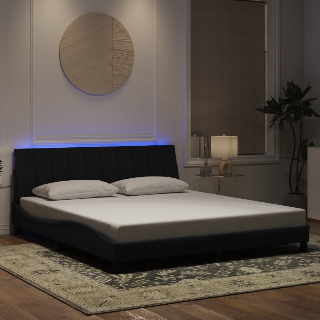 Cadre de lit avec LED sans matelas noir 180x200 cm velours - XIOS