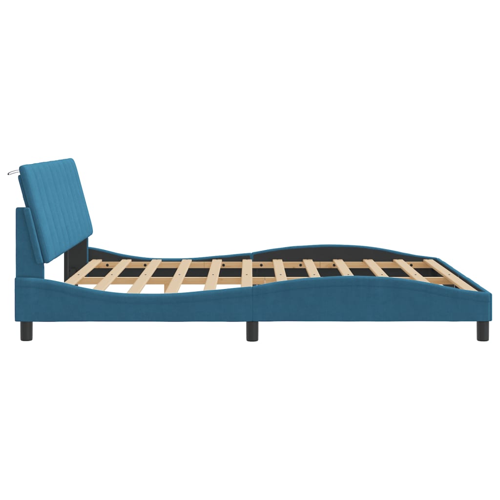 Cadre de lit avec LED sans matelas bleu 180x200 cm velours - XIOS