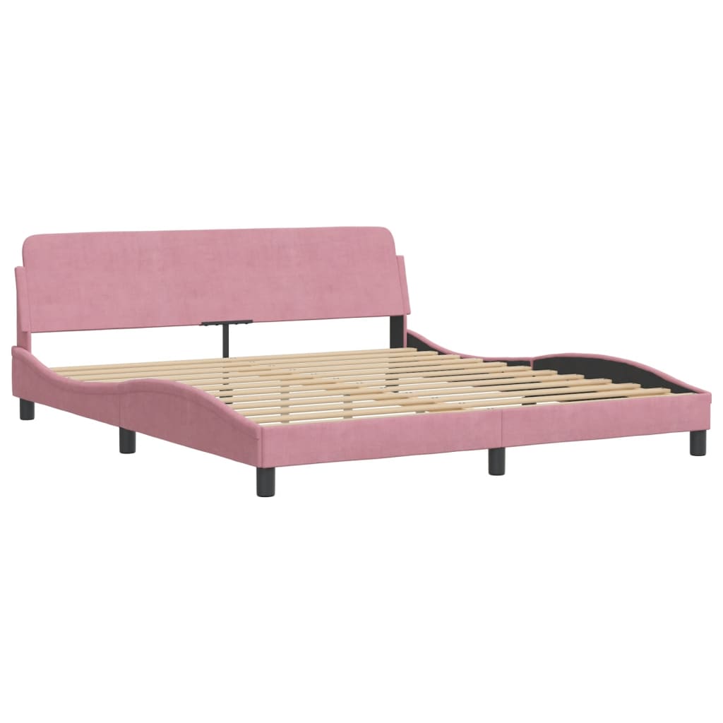 Cadre de lit avec LED sans matelas rose 180x200 cm velours - XIOS