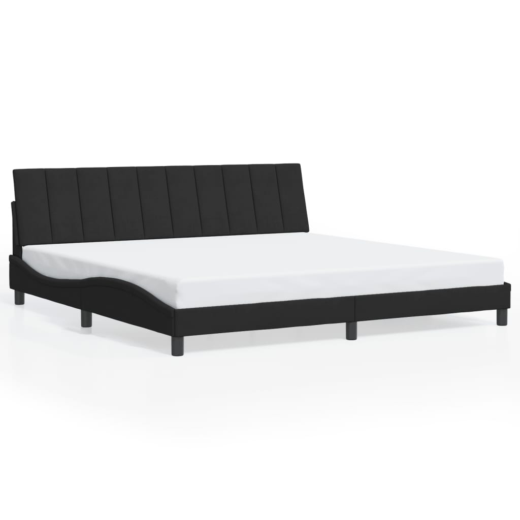 Cadre de lit avec LED sans matelas Hanko noir 200x200 cm velours - XIOS
