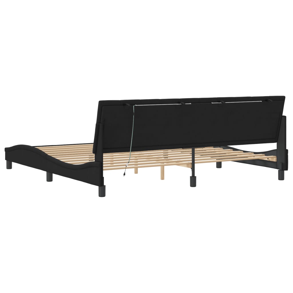 Cadre de lit avec LED sans matelas Hanko noir 200x200 cm velours - XIOS