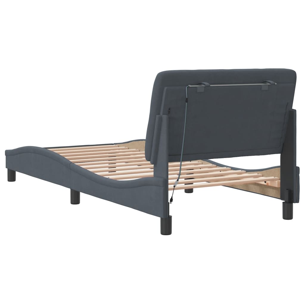 Cadre de lit avec LED sans matelas gris foncé 80x200 cm velours - XIOS