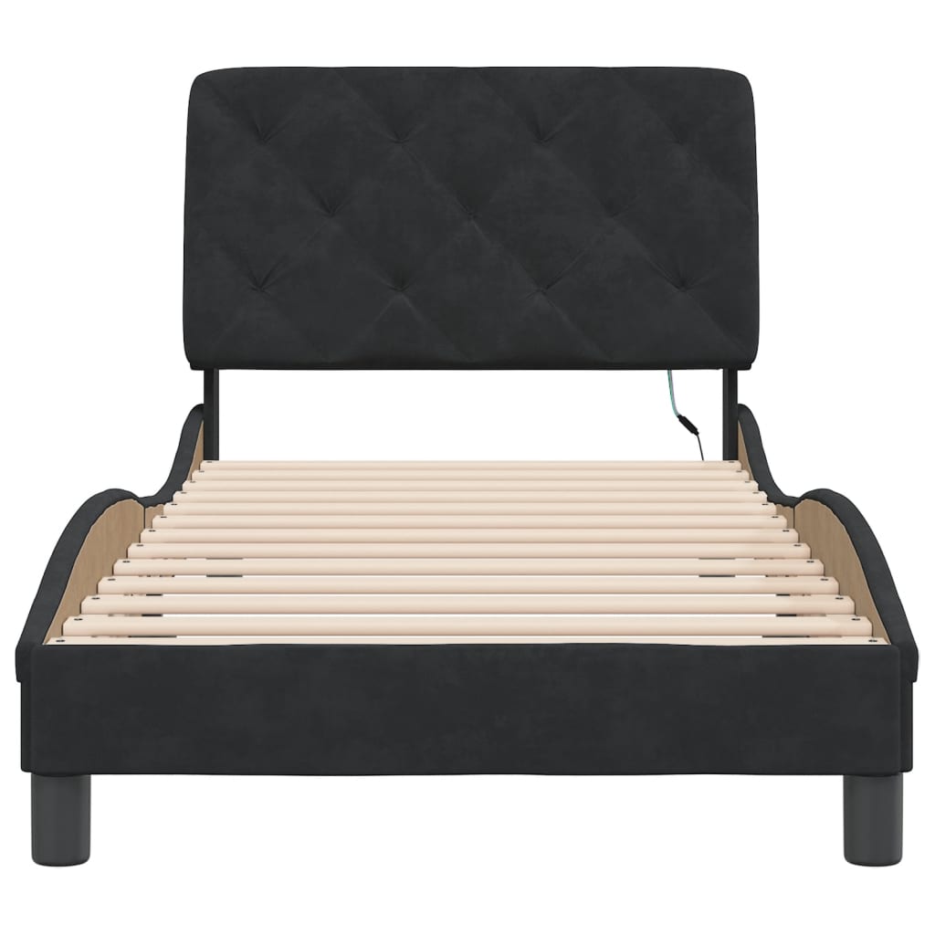 Cadre de lit avec LED sans matelas noir 80x200 cm velours - XIOS