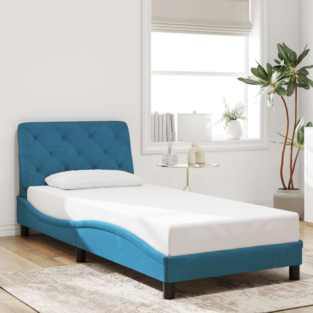 Cadre de lit avec LED sans matelas bleu 80x200 cm velours - XIOS