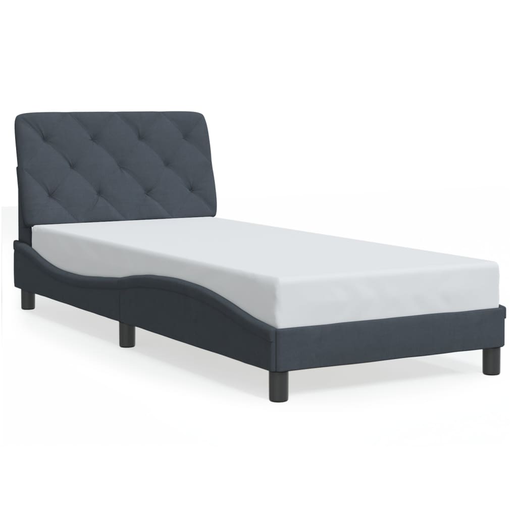 Cadre de lit avec LED sans matelas gris foncé 90x190 cm velours - XIOS