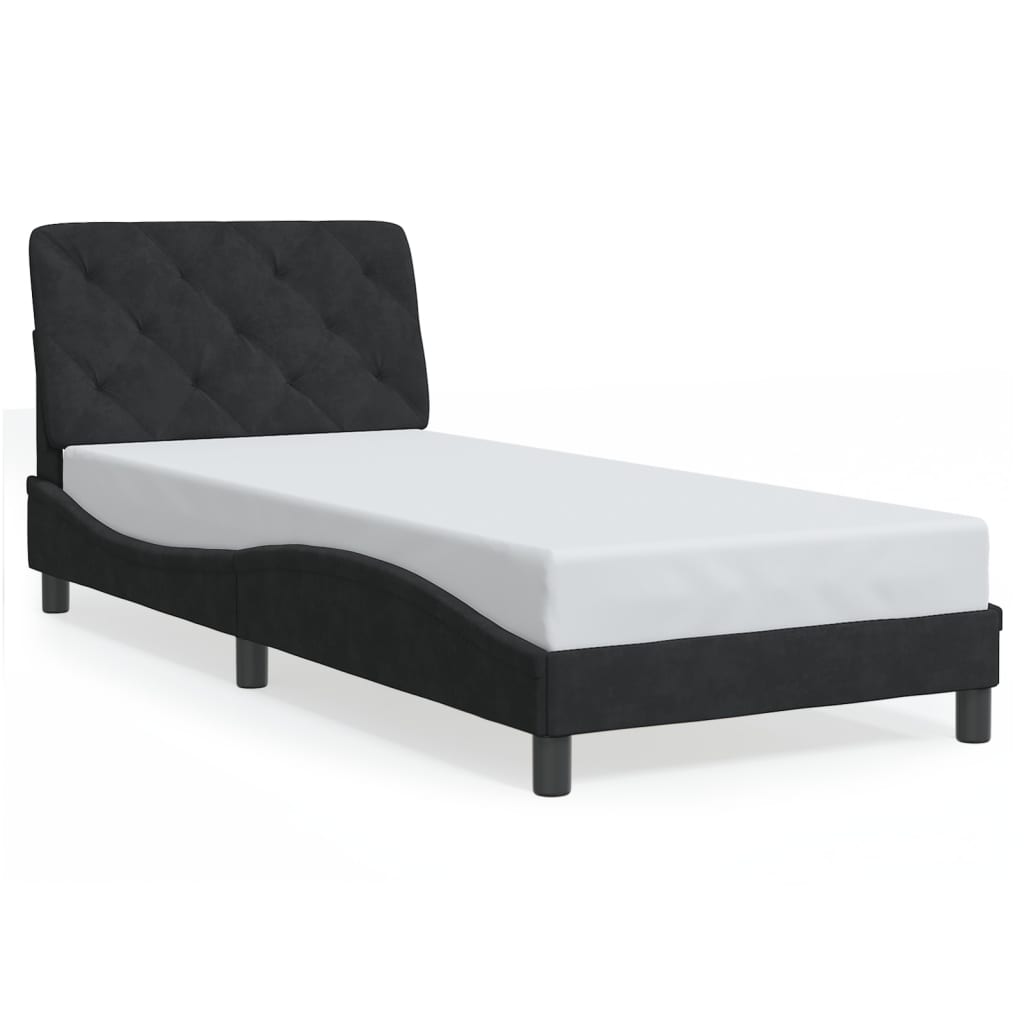 Cadre de lit avec LED sans matelas noir 90x190 cm velours - XIOS