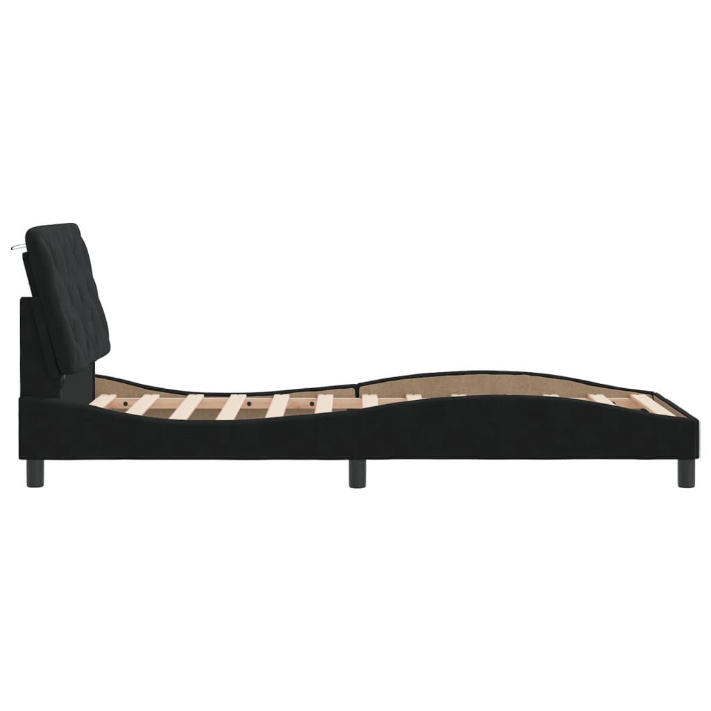 Cadre de lit avec LED sans matelas noir 90x190 cm velours - XIOS