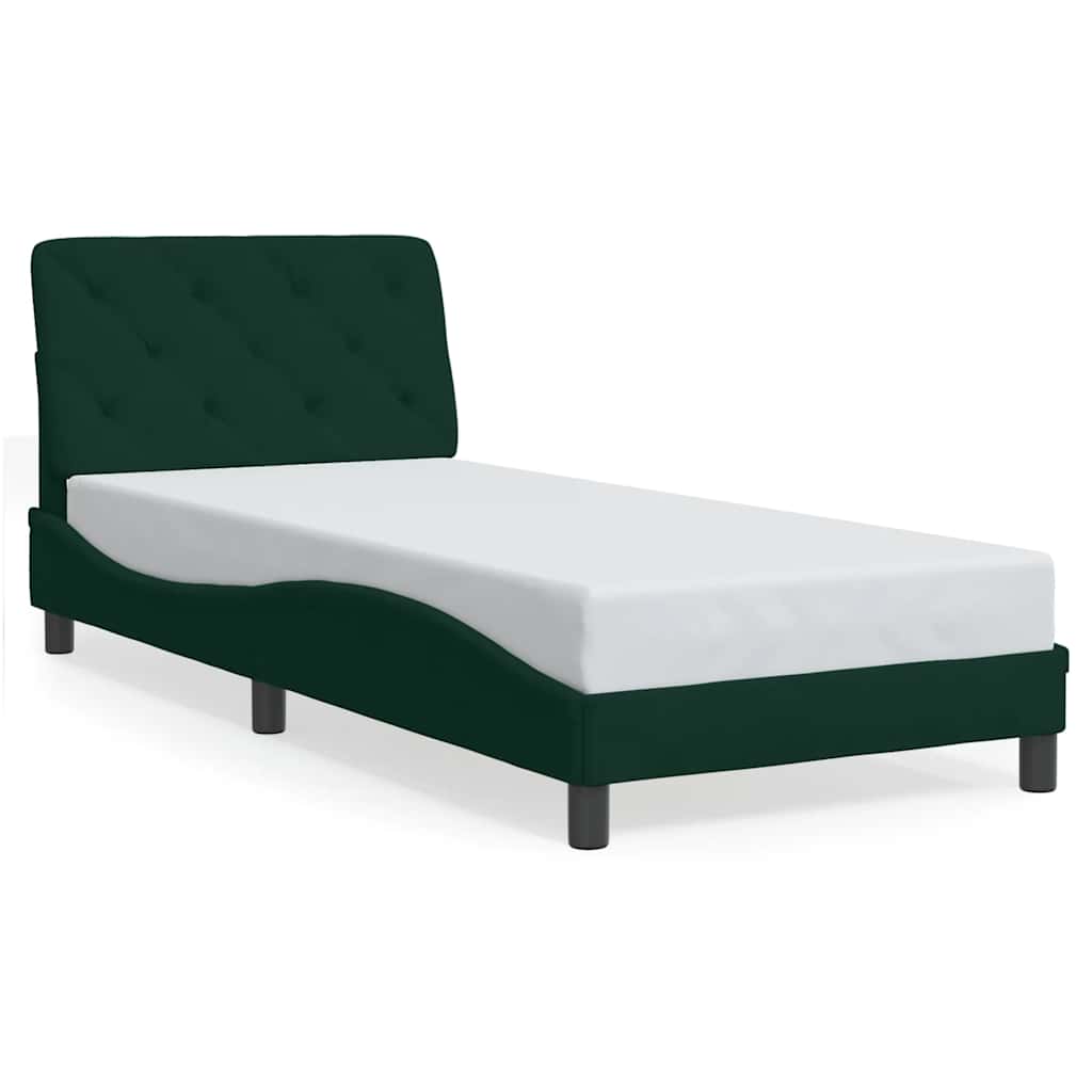 Cadre de lit avec LED sans matelas vert foncé 90x190 cm velours - XIOS