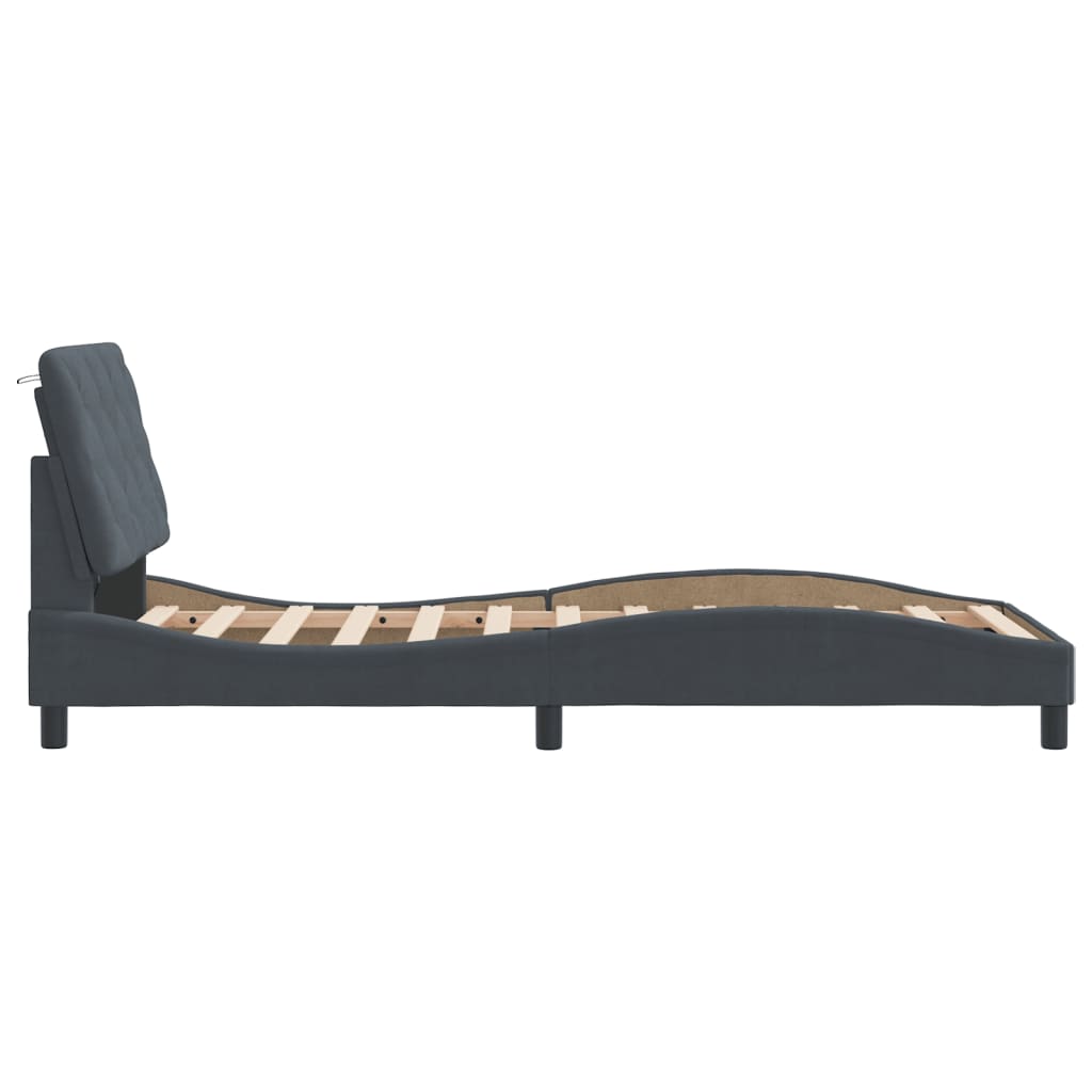 Cadre de lit avec LED sans matelas gris foncé 90x200 cm velours - XIOS