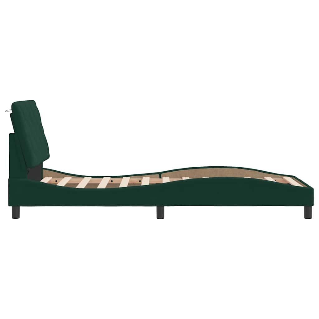 Cadre de lit avec LED sans matelas vert foncé 90x200 cm velours - XIOS