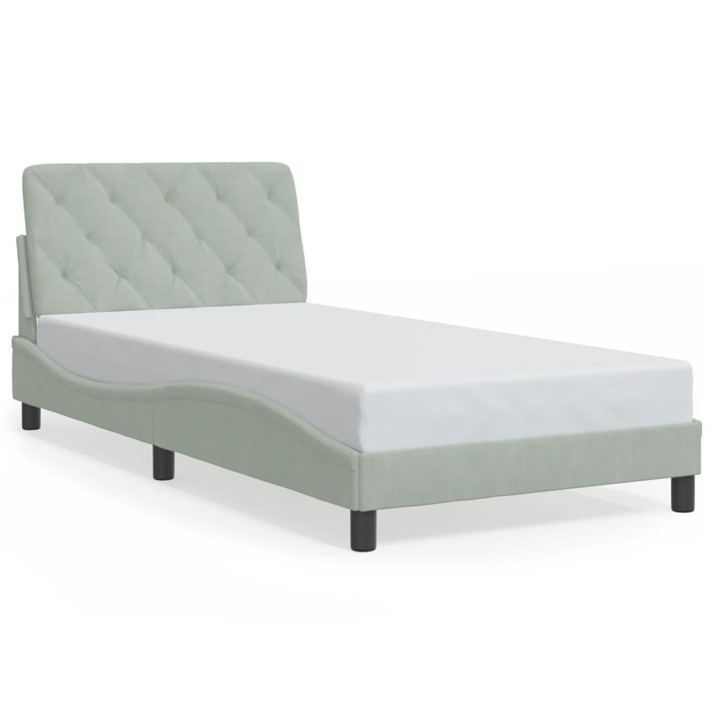 Cadre de lit avec LED sans matelas gris clair 100x200cm velours - XIOS