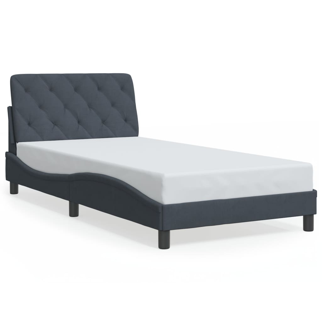 Cadre de lit avec LED sans matelas gris foncé 100x200cm velours - XIOS