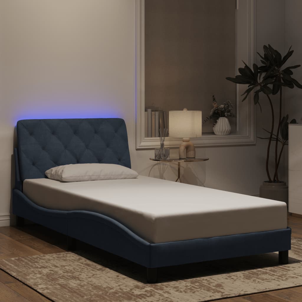 Cadre de lit avec LED sans matelas gris foncé 100x200cm velours - XIOS