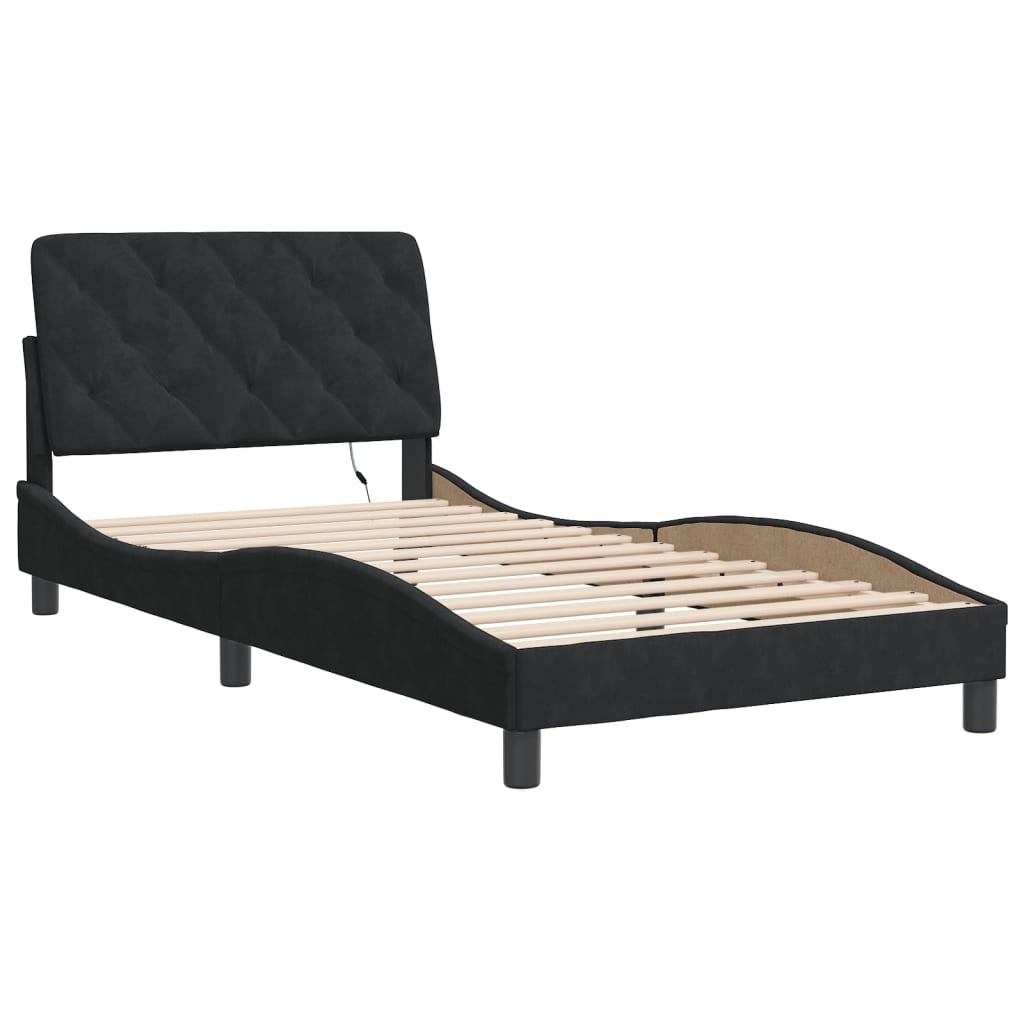 Cadre de lit avec LED sans matelas noir 100x200 cm velours - XIOS