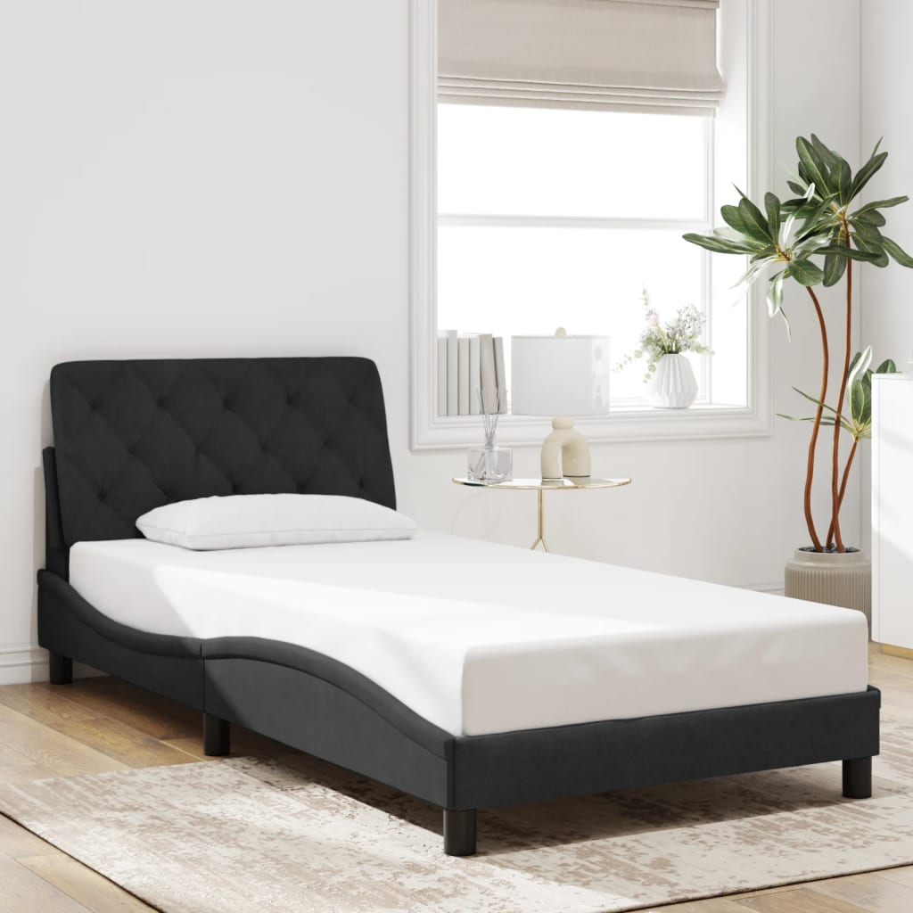 Cadre de lit avec LED sans matelas noir 100x200 cm velours - XIOS