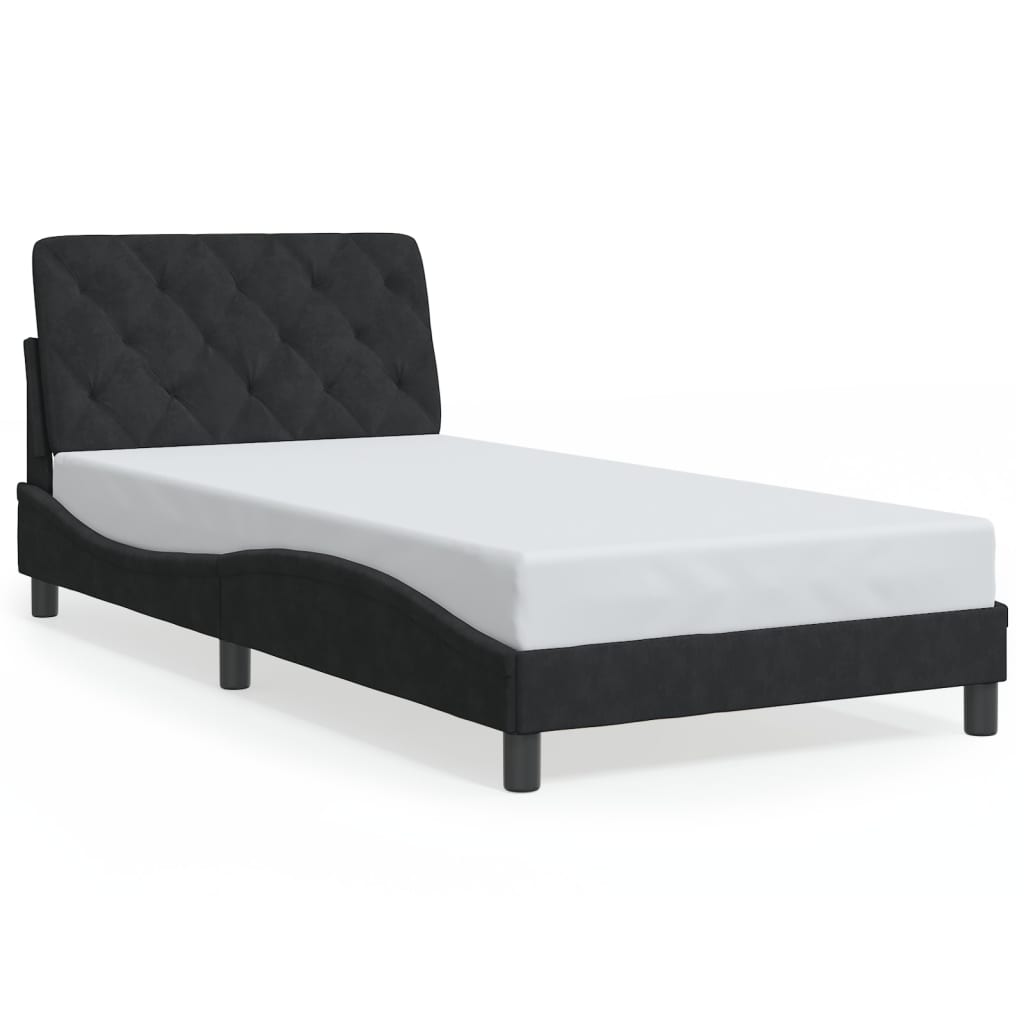 Cadre de lit avec LED sans matelas noir 100x200 cm velours - XIOS