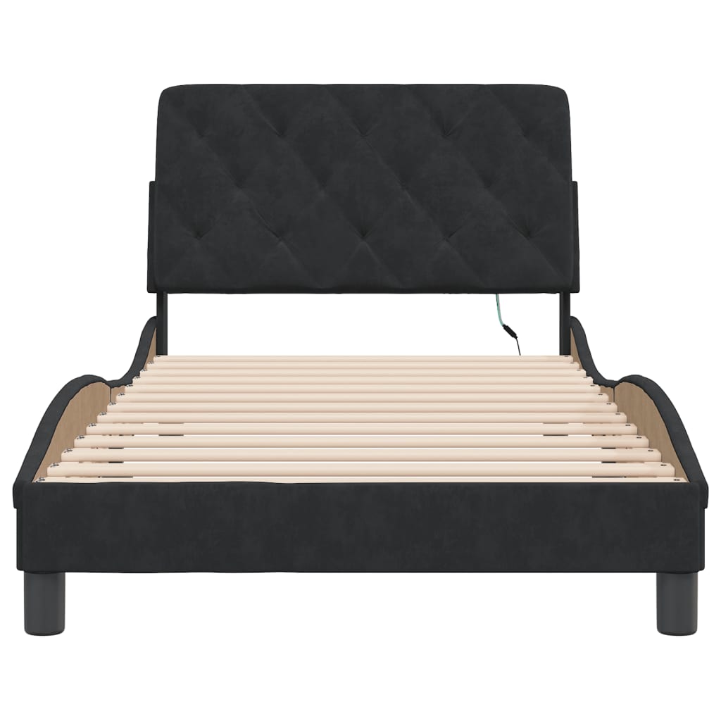 Cadre de lit avec LED sans matelas noir 100x200 cm velours - XIOS