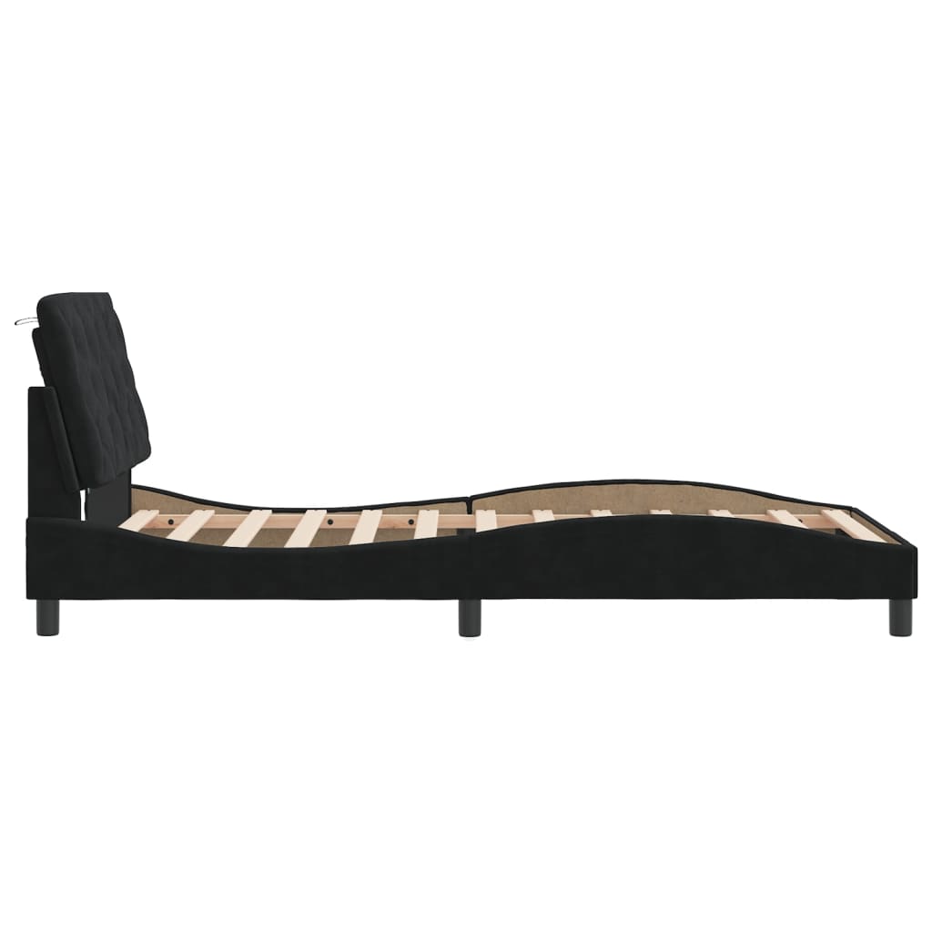Cadre de lit avec LED sans matelas noir 100x200 cm velours - XIOS