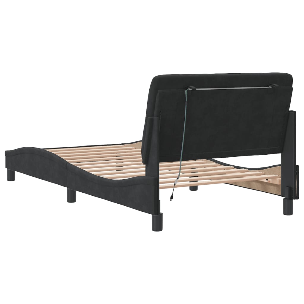 Cadre de lit avec LED sans matelas noir 100x200 cm velours - XIOS