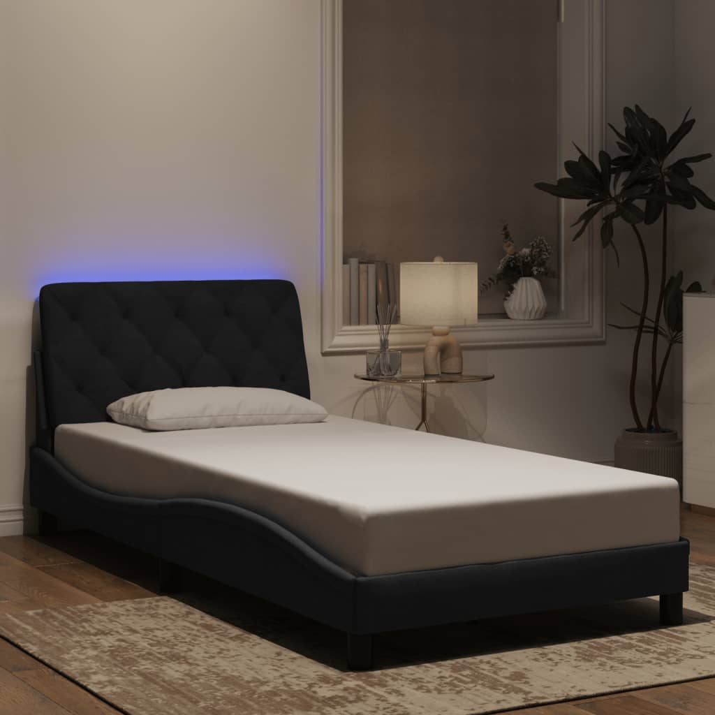 Cadre de lit avec LED sans matelas noir 100x200 cm velours - XIOS