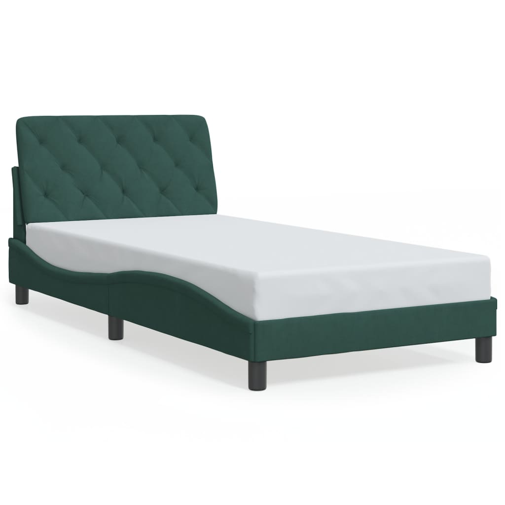 Cadre de lit avec LED sans matelas vert foncé 100x200cm velours - XIOS