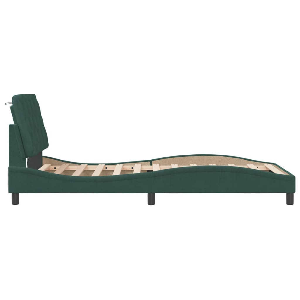 Cadre de lit avec LED sans matelas vert foncé 100x200cm velours - XIOS