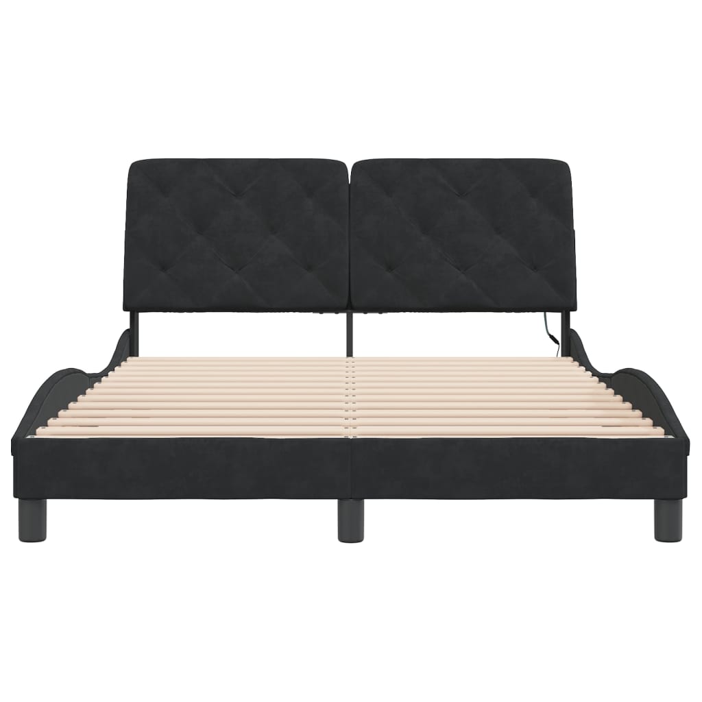 Cadre de lit avec LED sans matelas noir 120x200 cm velours - XIOS