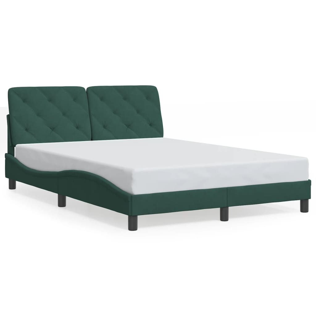 Cadre de lit avec LED sans matelas vert foncé 120x200cm velours - XIOS