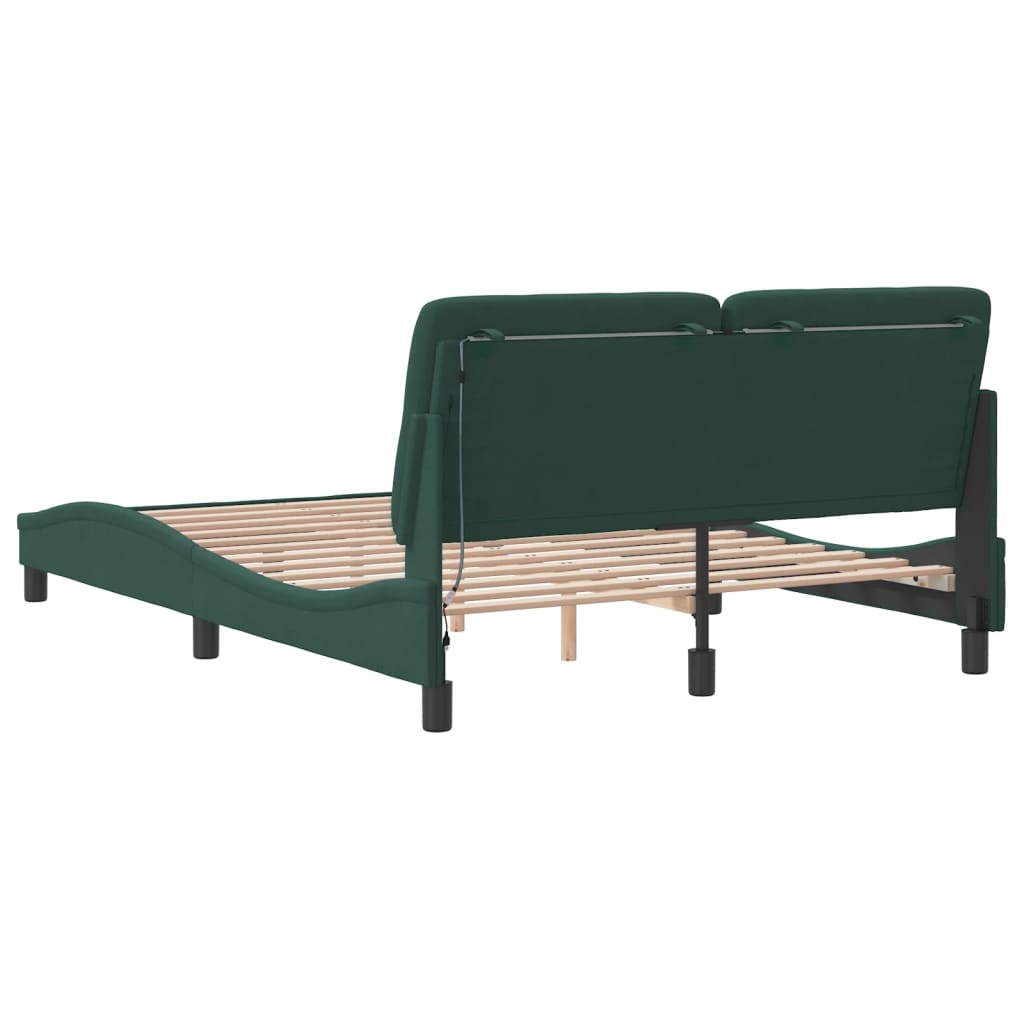 Cadre de lit avec LED sans matelas vert foncé 120x200cm velours - XIOS