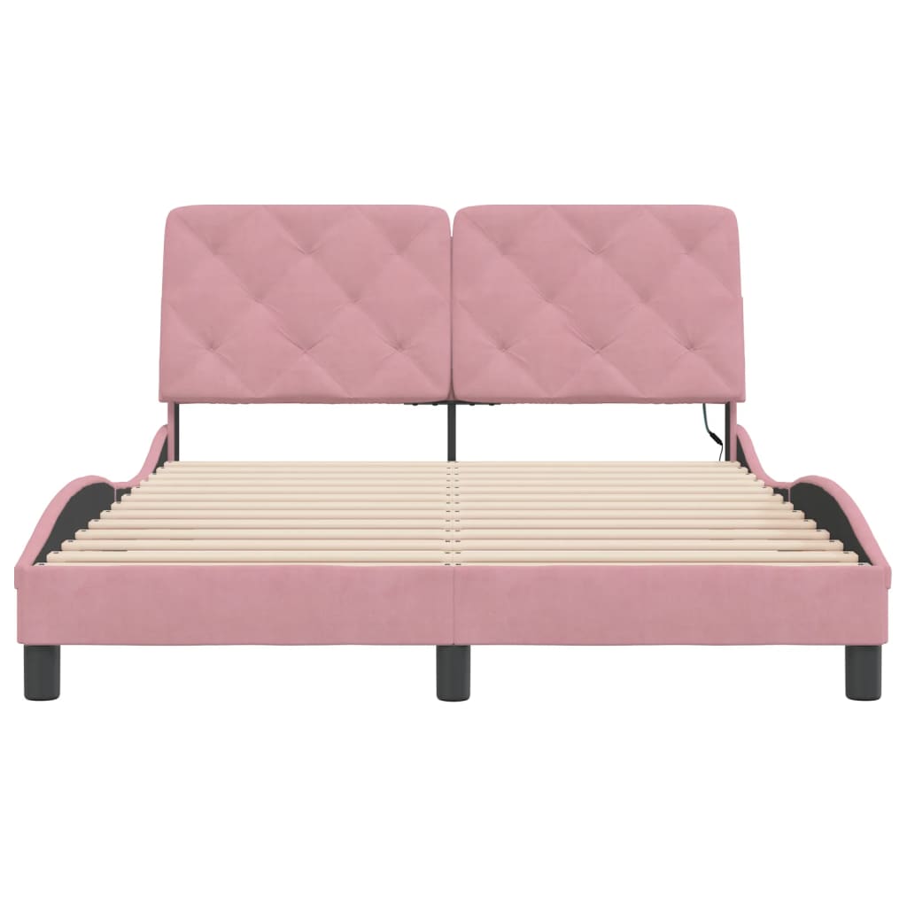 Cadre de lit avec lumières LED rose 120x200 cm velours - XIOS
